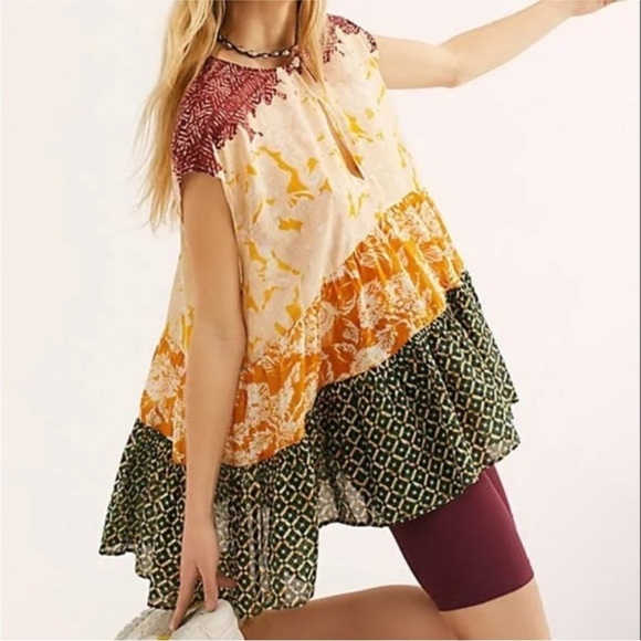 Maeve Tops - Free people gotta have you floral boho peasant tunic top S